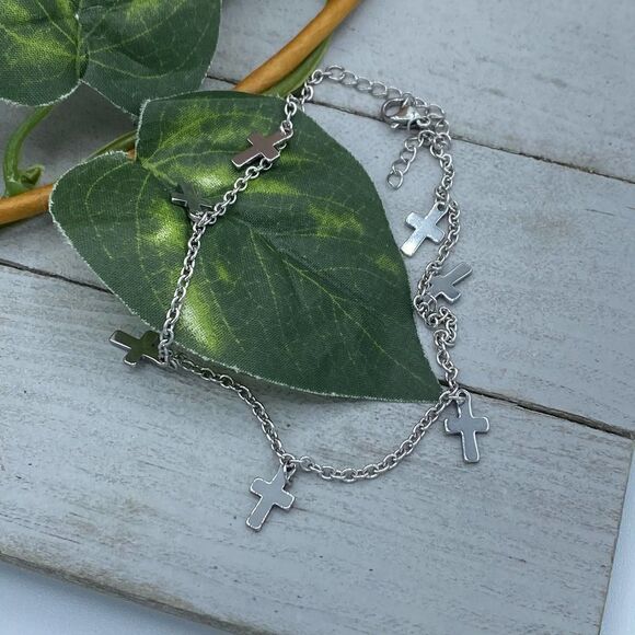 Stainless Steel Cross anklet - Picture 2 of 4